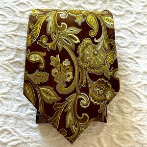 Massimo Ferre 100 silk tie floral. Brown/golden